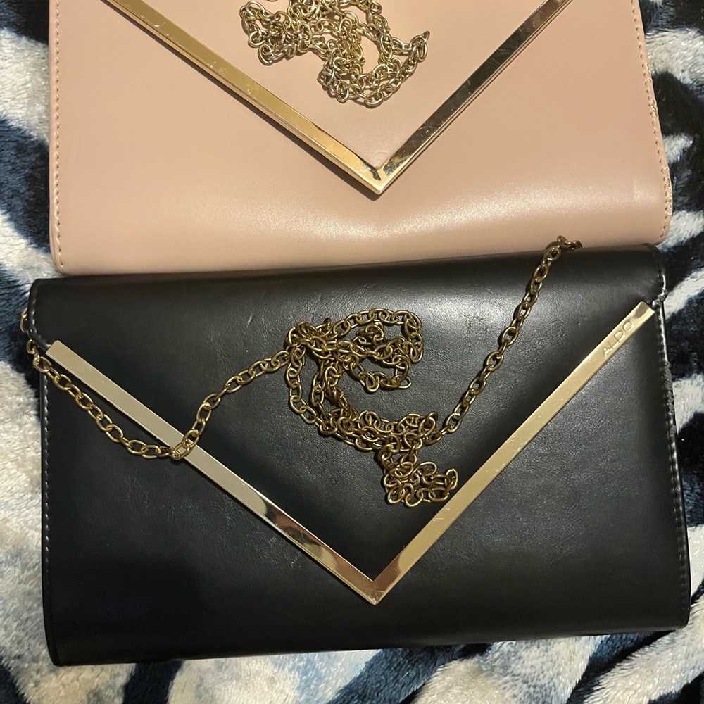 Aldo  1 Black and  1 Pink Shoulder/Clutch Bags (set of 2) with Metallic Accents